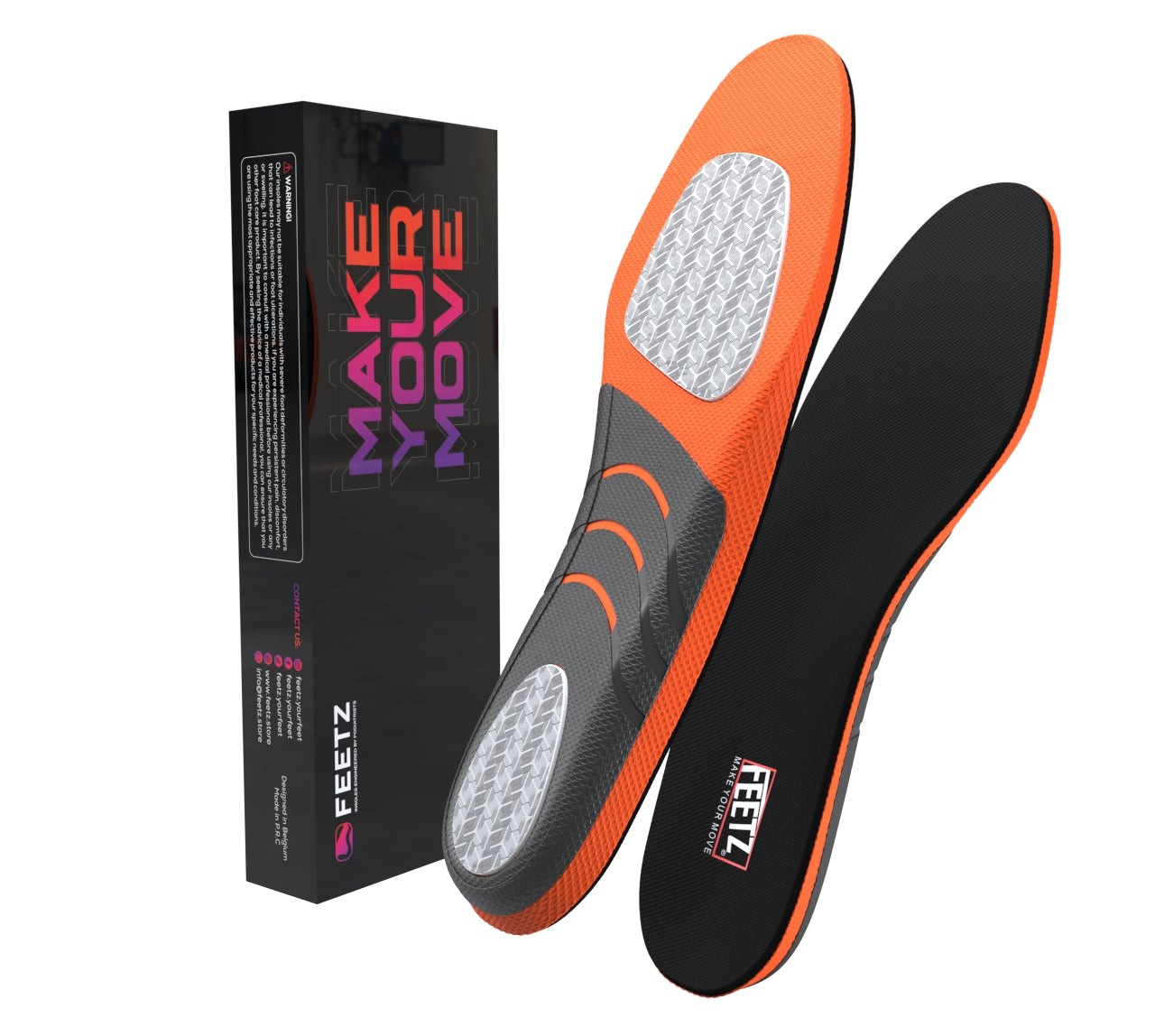 Feetz {New 2022} Sports Athletics Insoles for Women &amp; Men - Ideal for active sports - Extra shock-absorbing arch supports
